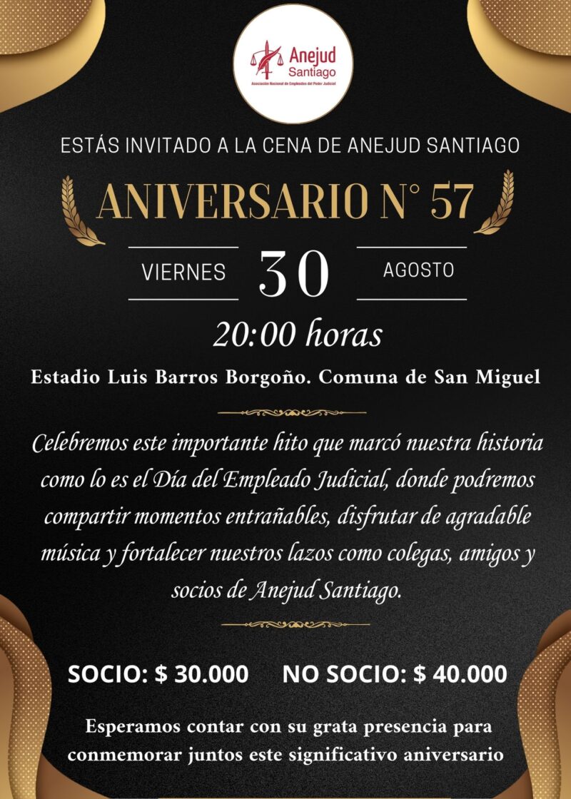 Anejud Santiago anuncia la venta de entradas para su Cena de Aniversario 2024