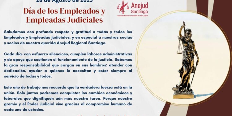 SALUDO DEL DIRECTORIO DE ANEJUD SANTIAGO POR EL DÍA DEL EMPLEADO JUDICIAL